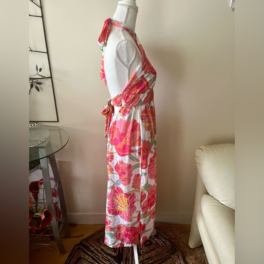 Trina Turk Poppy Floral Print High Neck Midi Dress Swim Cover Up Size Large NWT - Picture 11 of 14